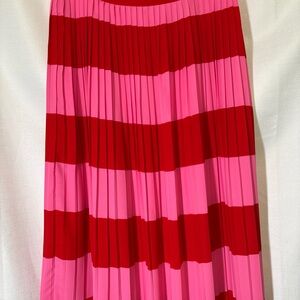 J. Crew Factory Pink and Red Striped A-Line Skirt. NWT. Size 6.